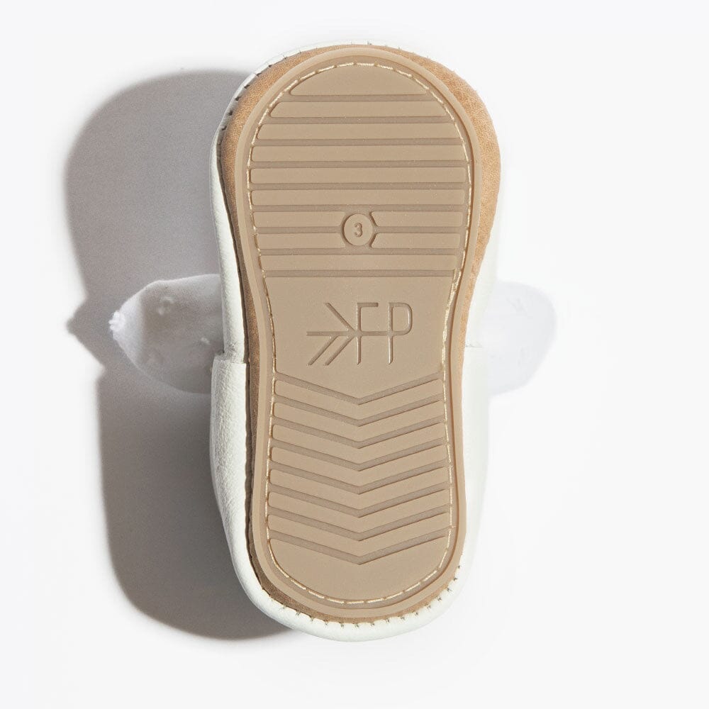 Ivory Swiss Dot Knotted Bow Baby Shoe - Norani Baby