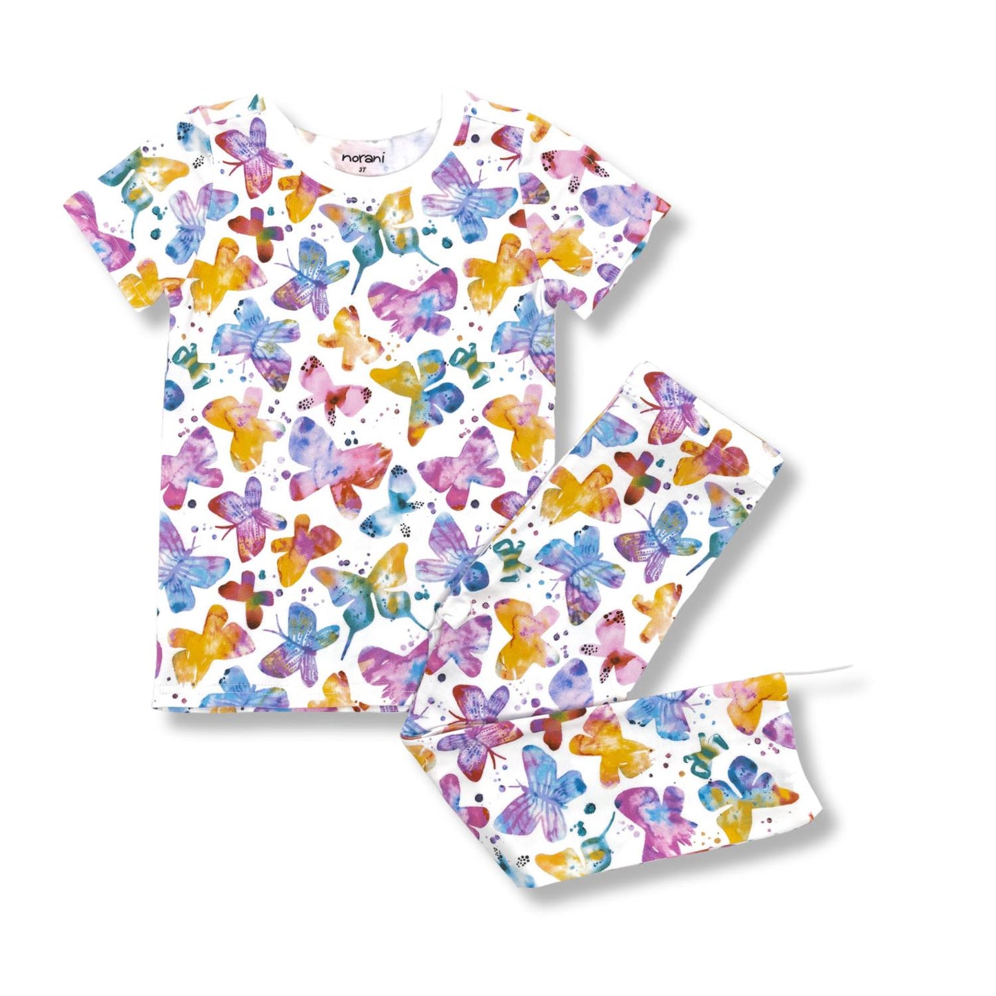 Organic Short Sleeve Kids Pajamas - Butterflies - Norani Baby