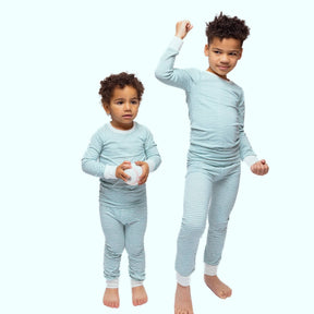  Norani Baby Long Sleeve Kids Pajamas in Green Stripes