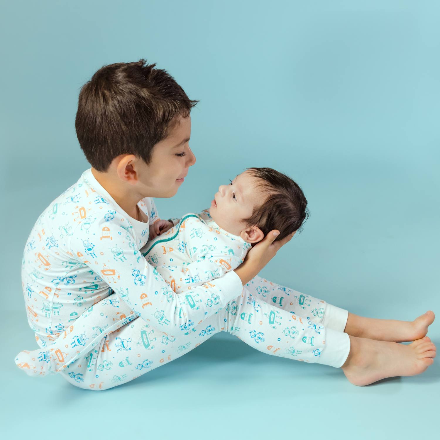 Norani Baby Kids Pajamas in Blue and green robots