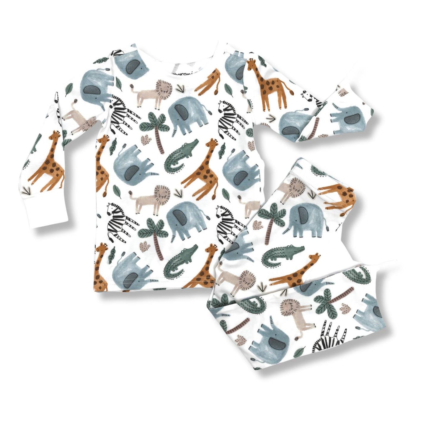 Norani Baby Long Sleeve Kids Pajamas in Safari Animals