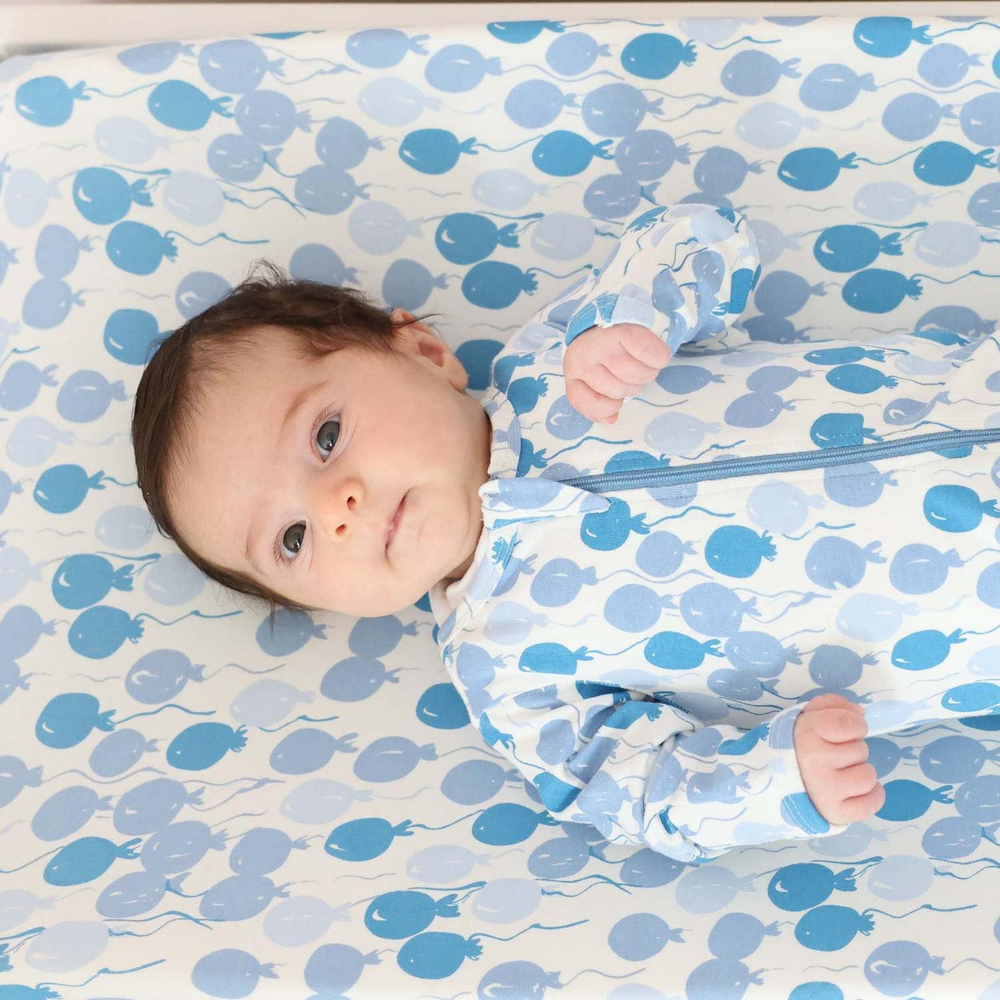 Organic Footie - Blue Balloons - Norani Baby