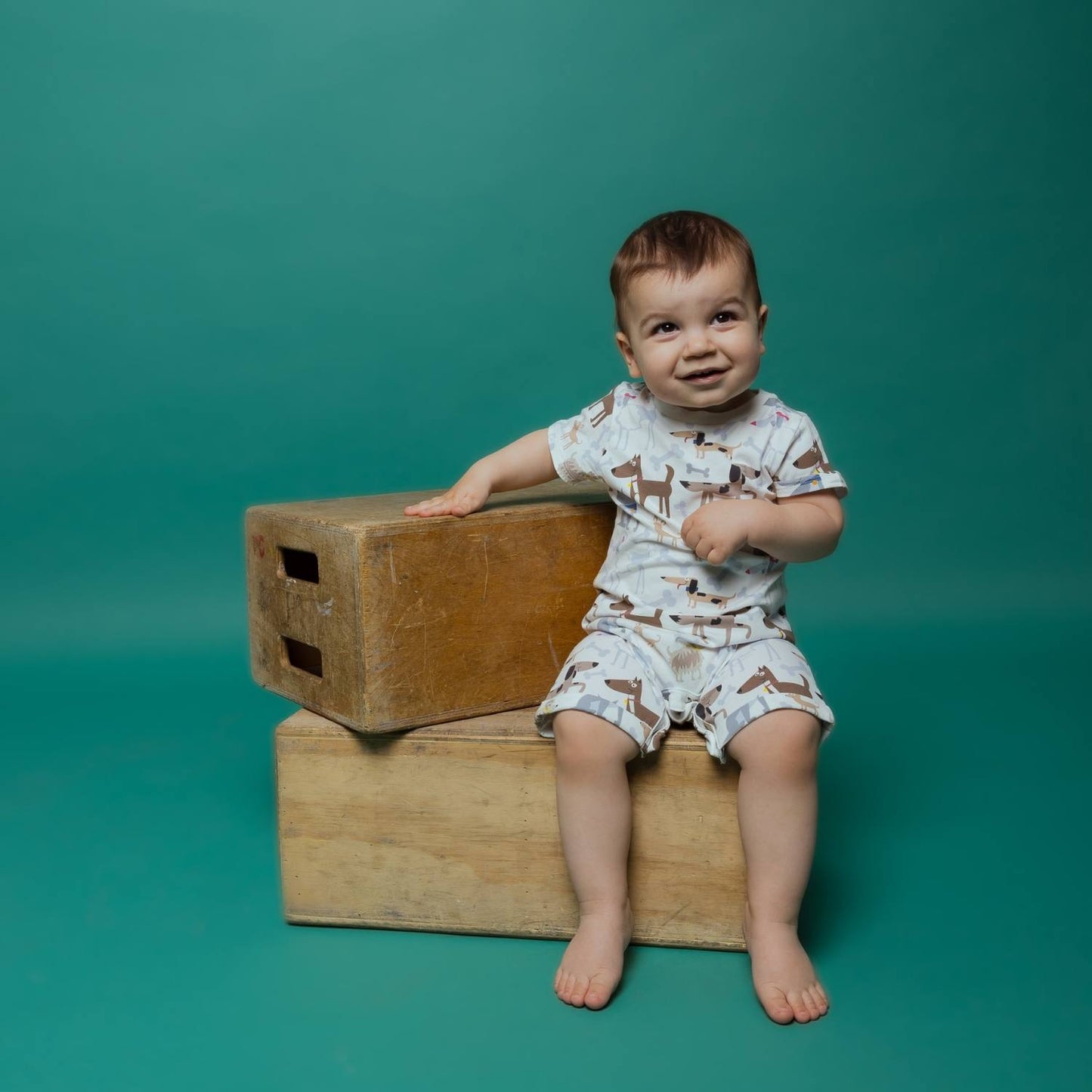 Norani Baby Organic Snap Romper in Dogs