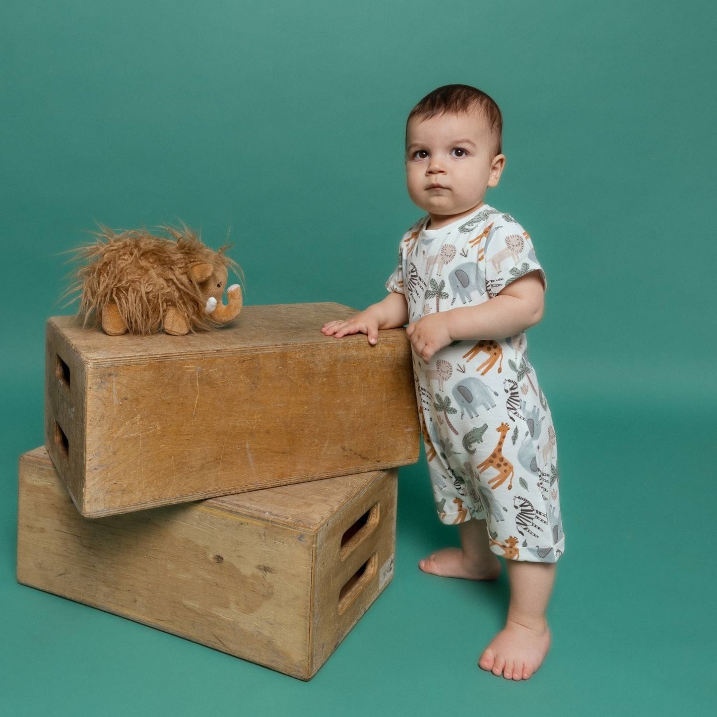 Norani Baby Organic Snap Romper in Safari Animals