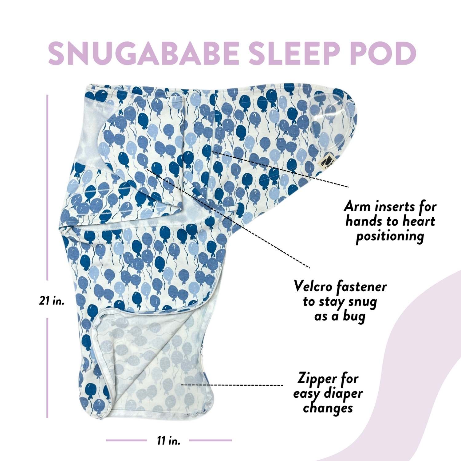Snugababe Swaddle Sleep Pod - Blue Balloons