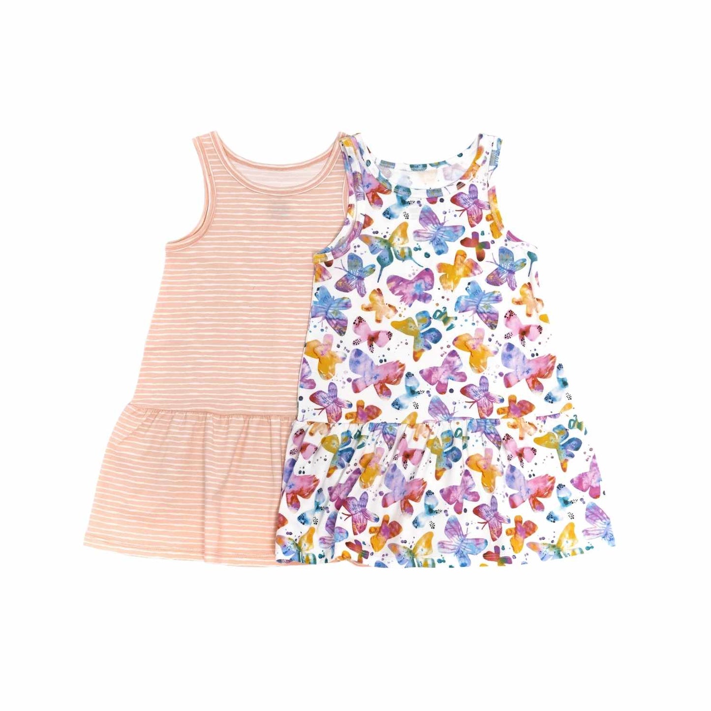 Pink Stripes Drop Waist Dress with Biker Shorts - Norani Baby