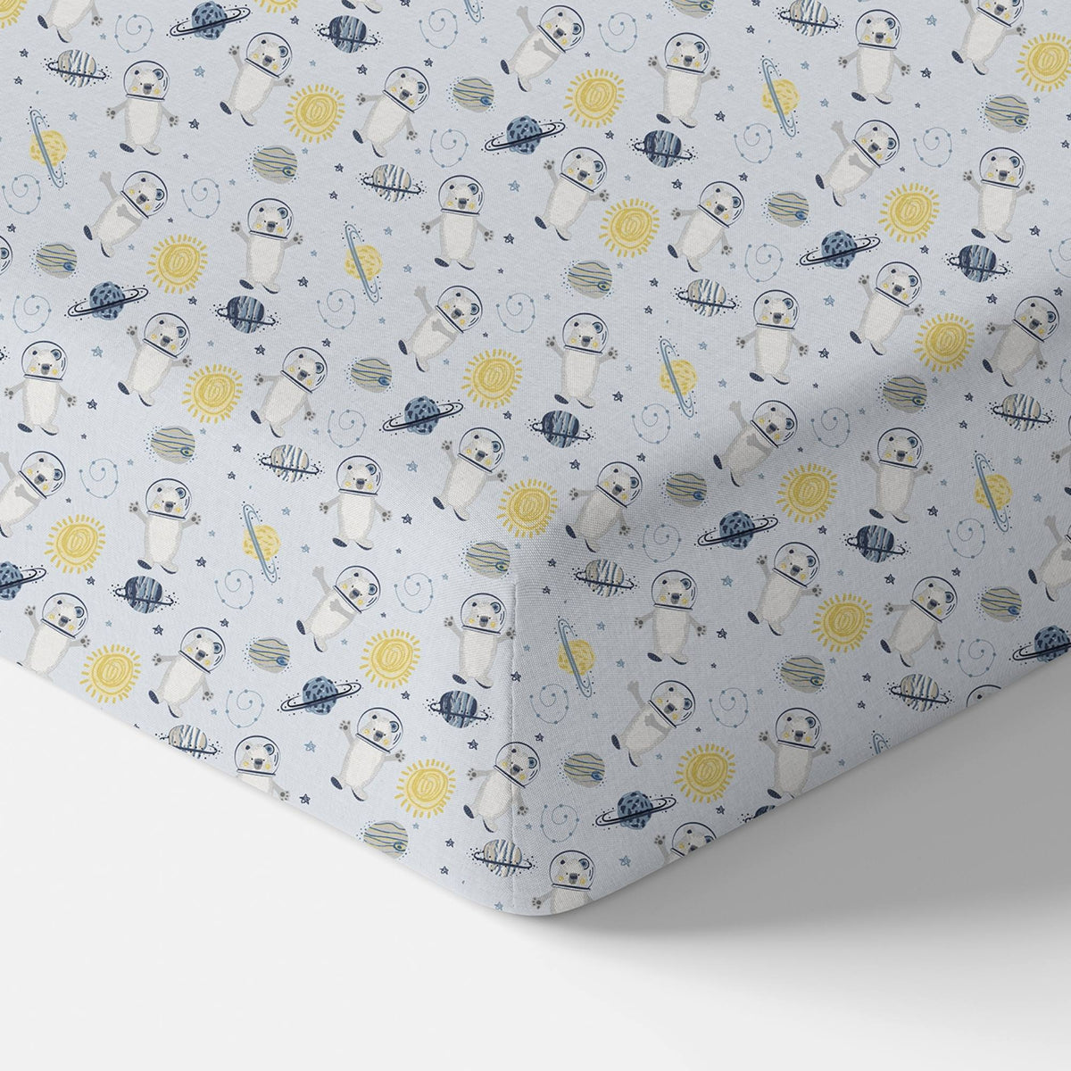 Norani Baby Crib Sheet Cover - Fun blue space bears