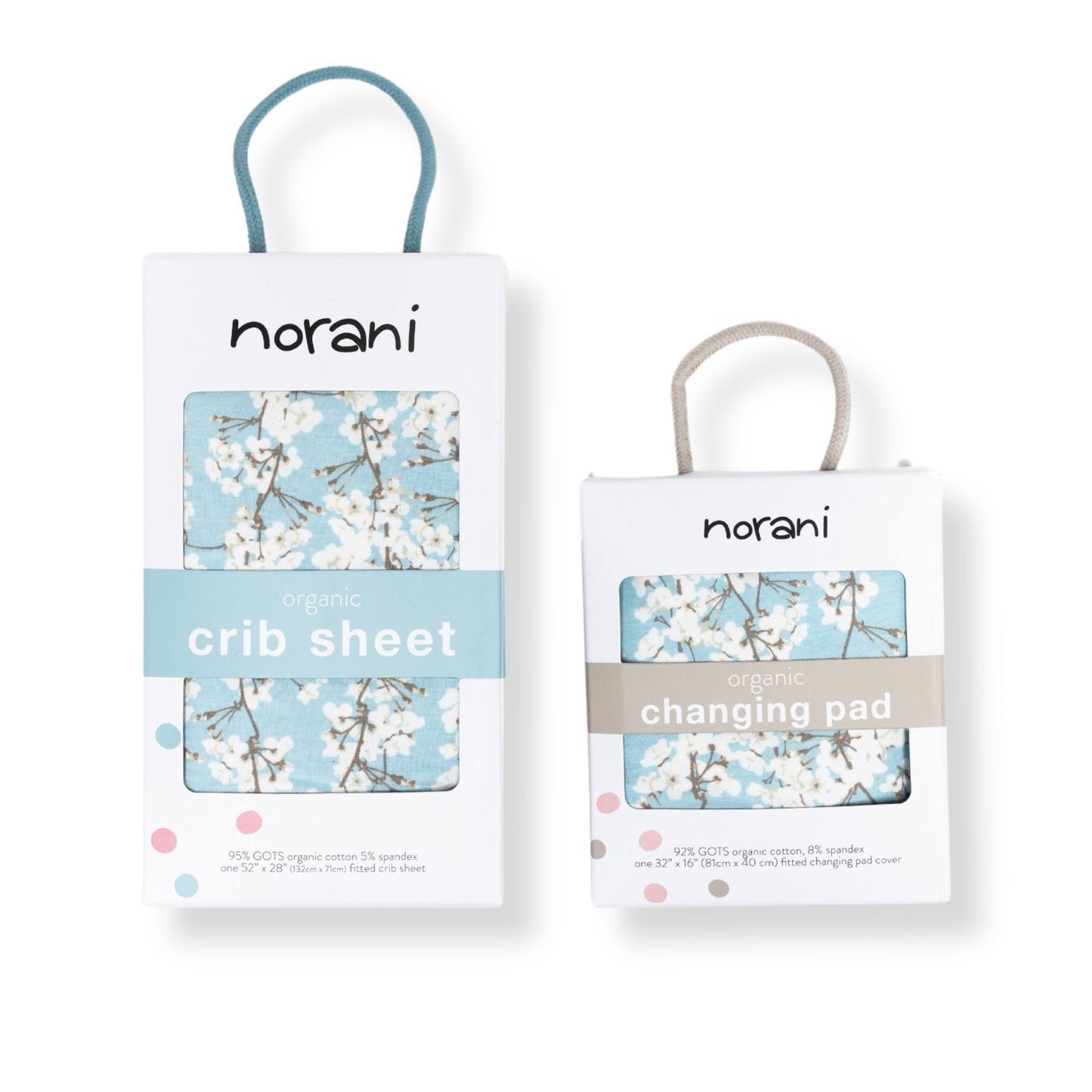 Norani Baby Fitted Crib Sheet in blue and white cherry blossom flowers