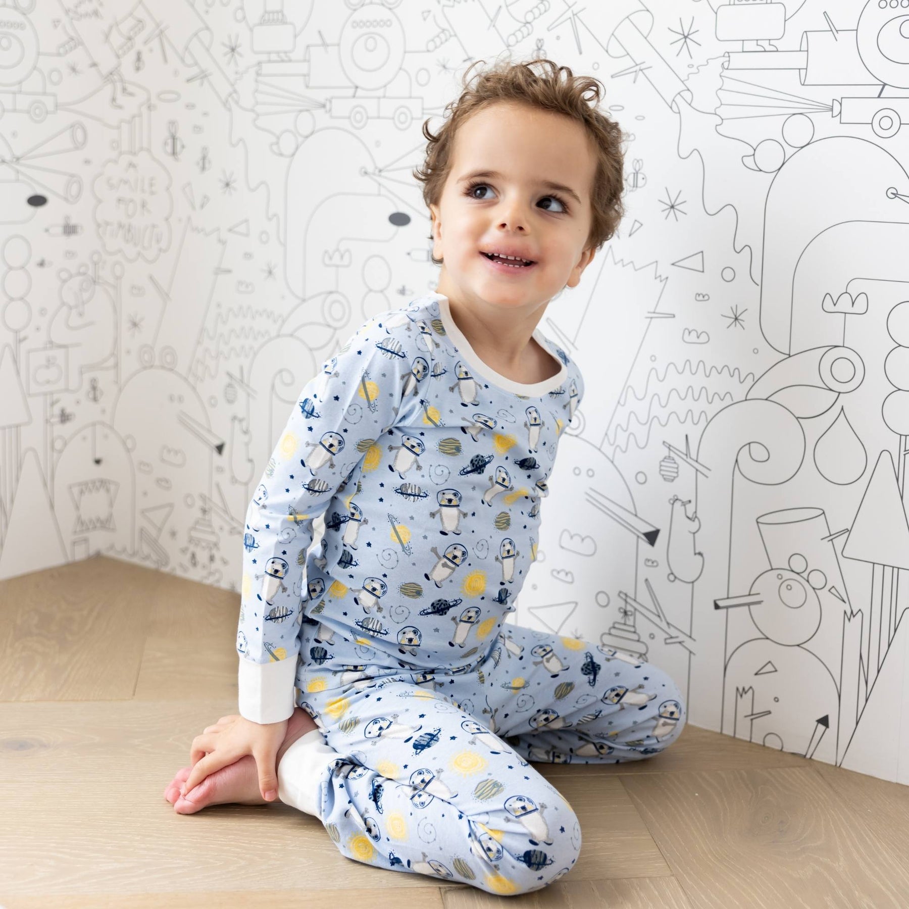 Norani Baby Kids Pajamas - 2 piece- in fun blue space bears