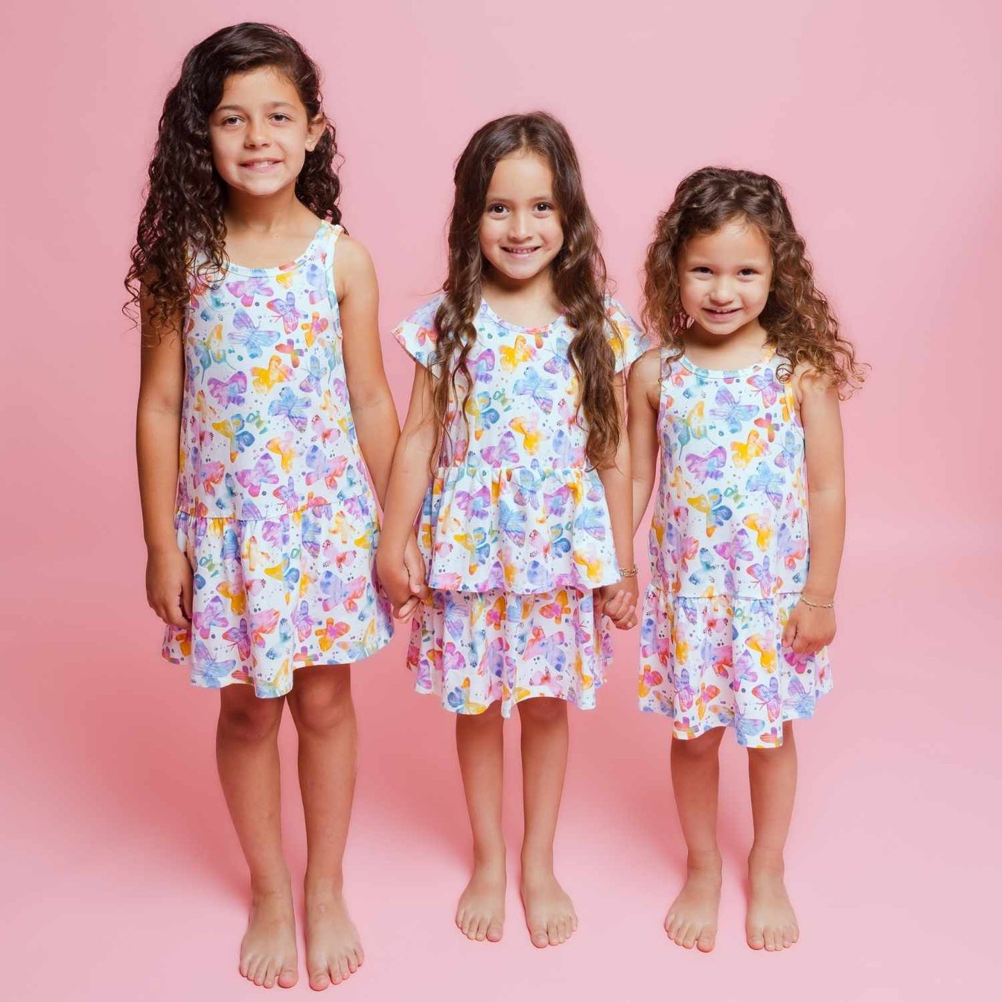 Butterflies Drop Waist Dress with Biker Shorts - Norani Baby