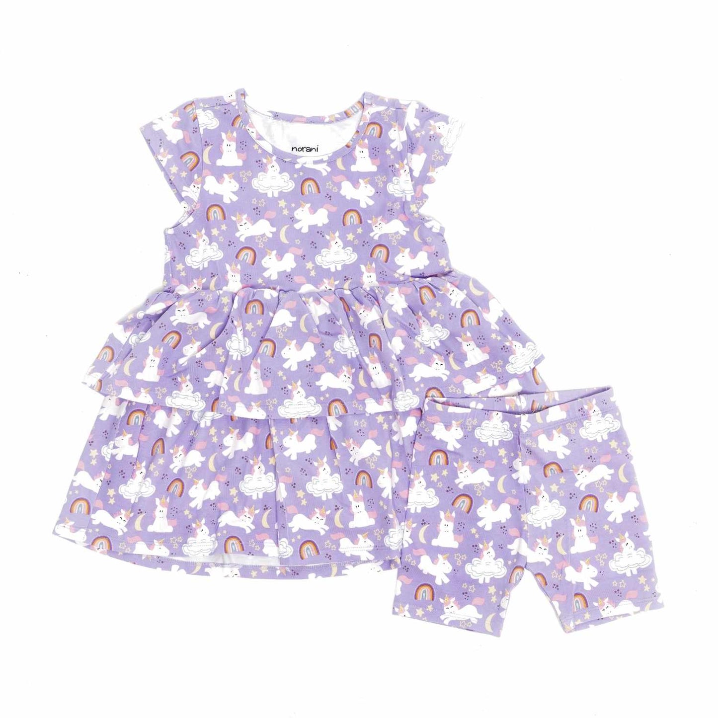 Unicorn Layered Dress with Biker Shorts - Norani Baby