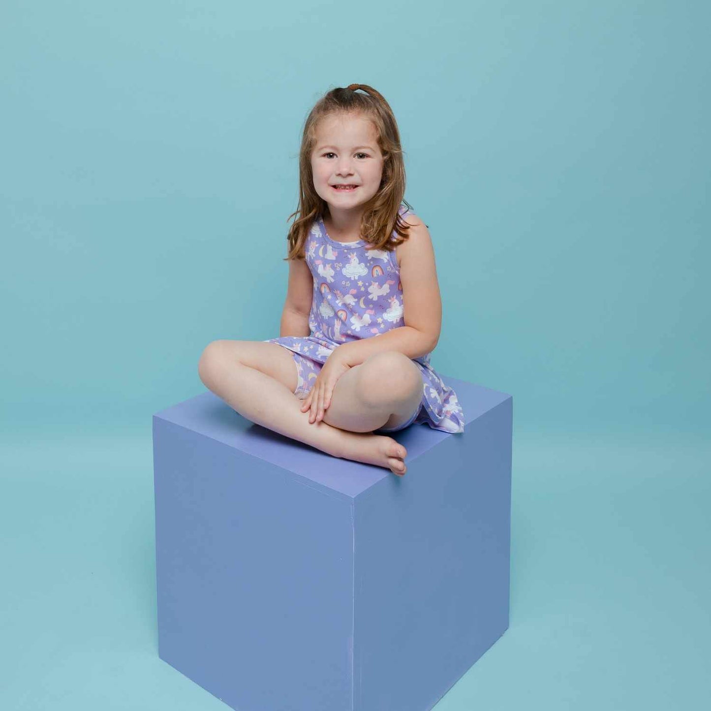 Norani Baby Drop Waist Unicorn Dress With Biker Shorts