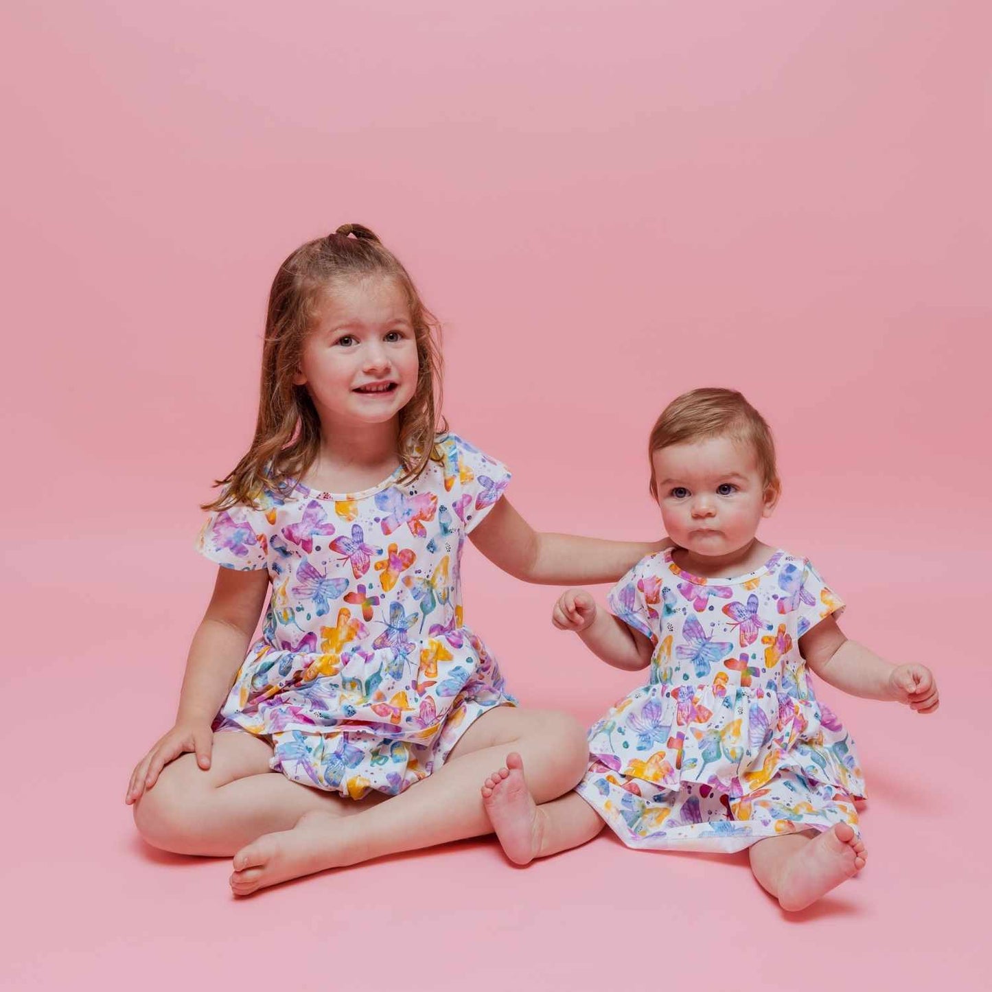 Norani Baby 2 layered Butterfly Dress With Biker Shorts