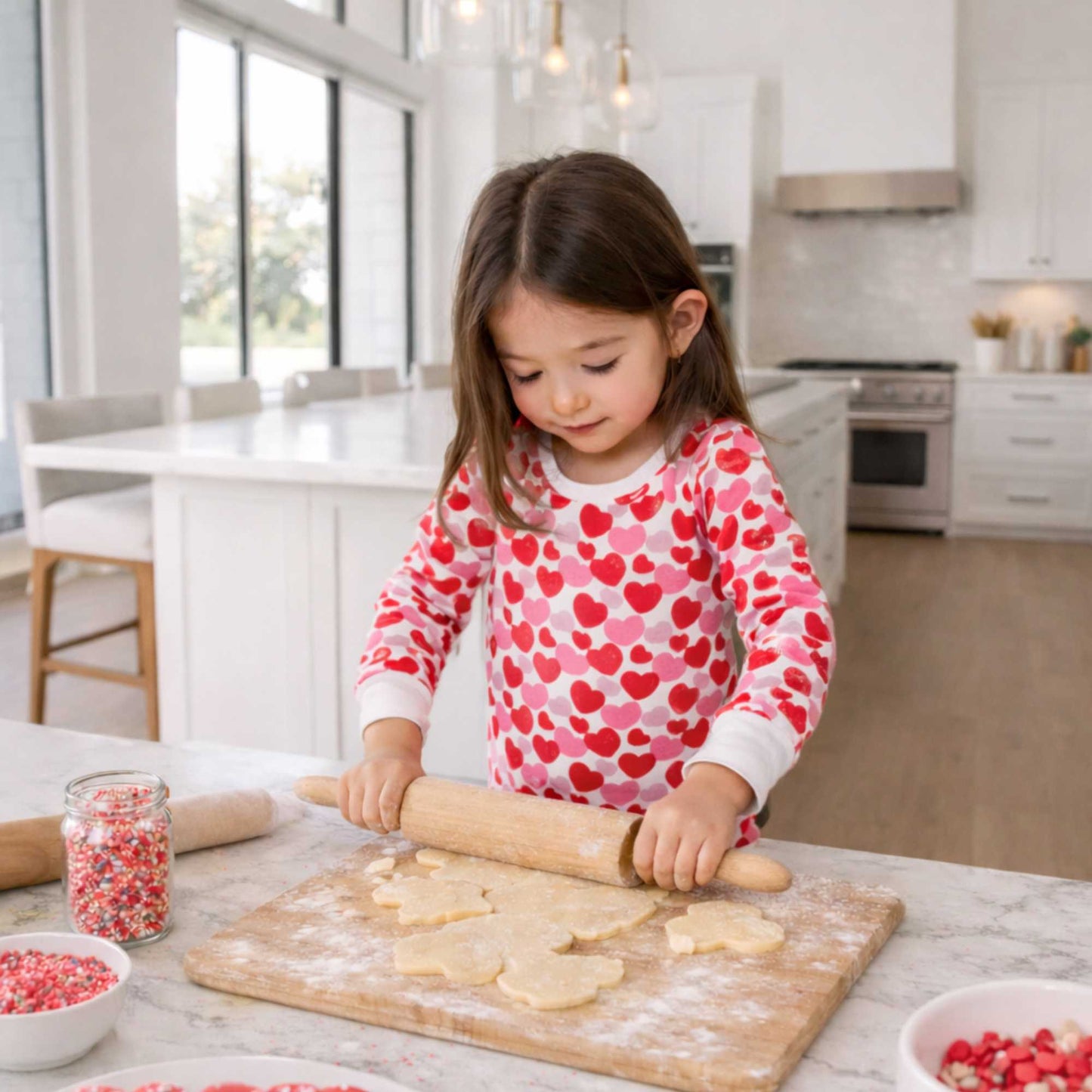 Organic Kids Pajamas - Red & Pink Hearts - Norani Baby