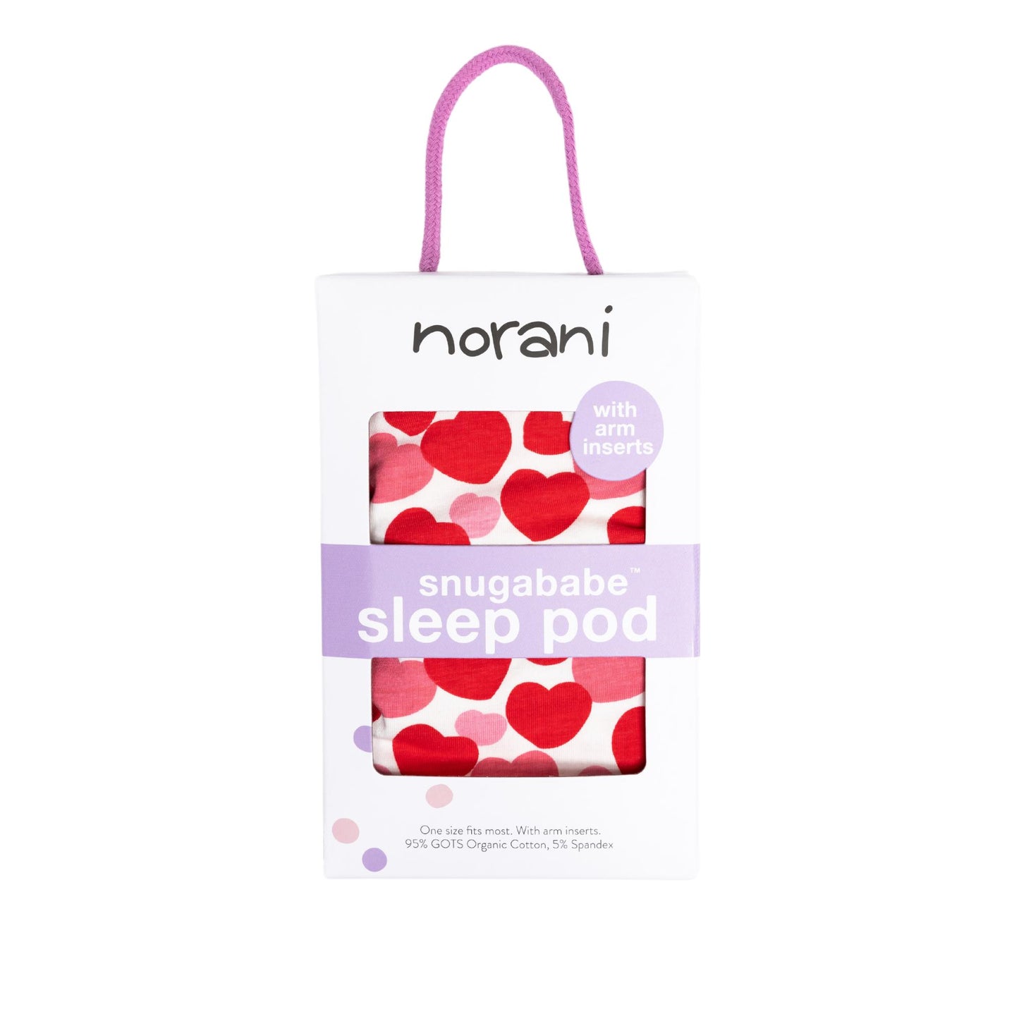 Norani Baby Snugababe Swaddle Pod in Red and Pink Hearts