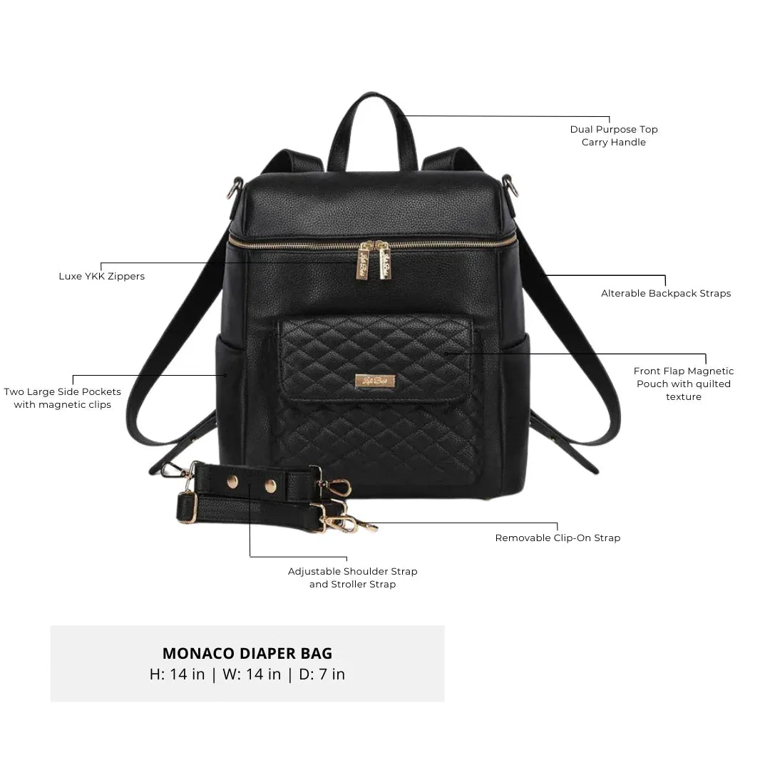 Signature Diaper Bag Ebony Black - Norani Baby