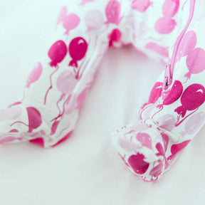 norani baby pink balloon footie close up detail