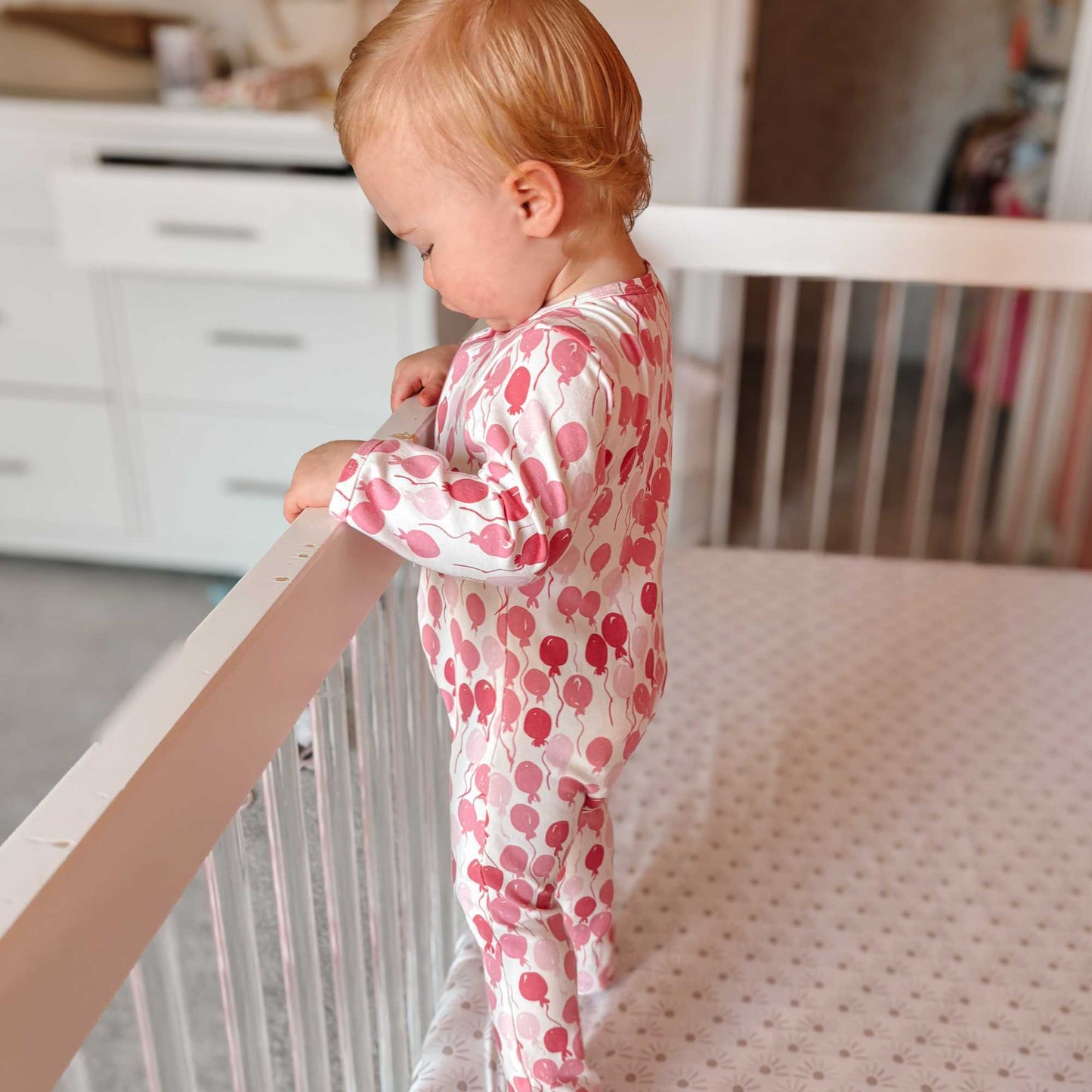 Organic Footie - Pink Balloons - Norani Baby