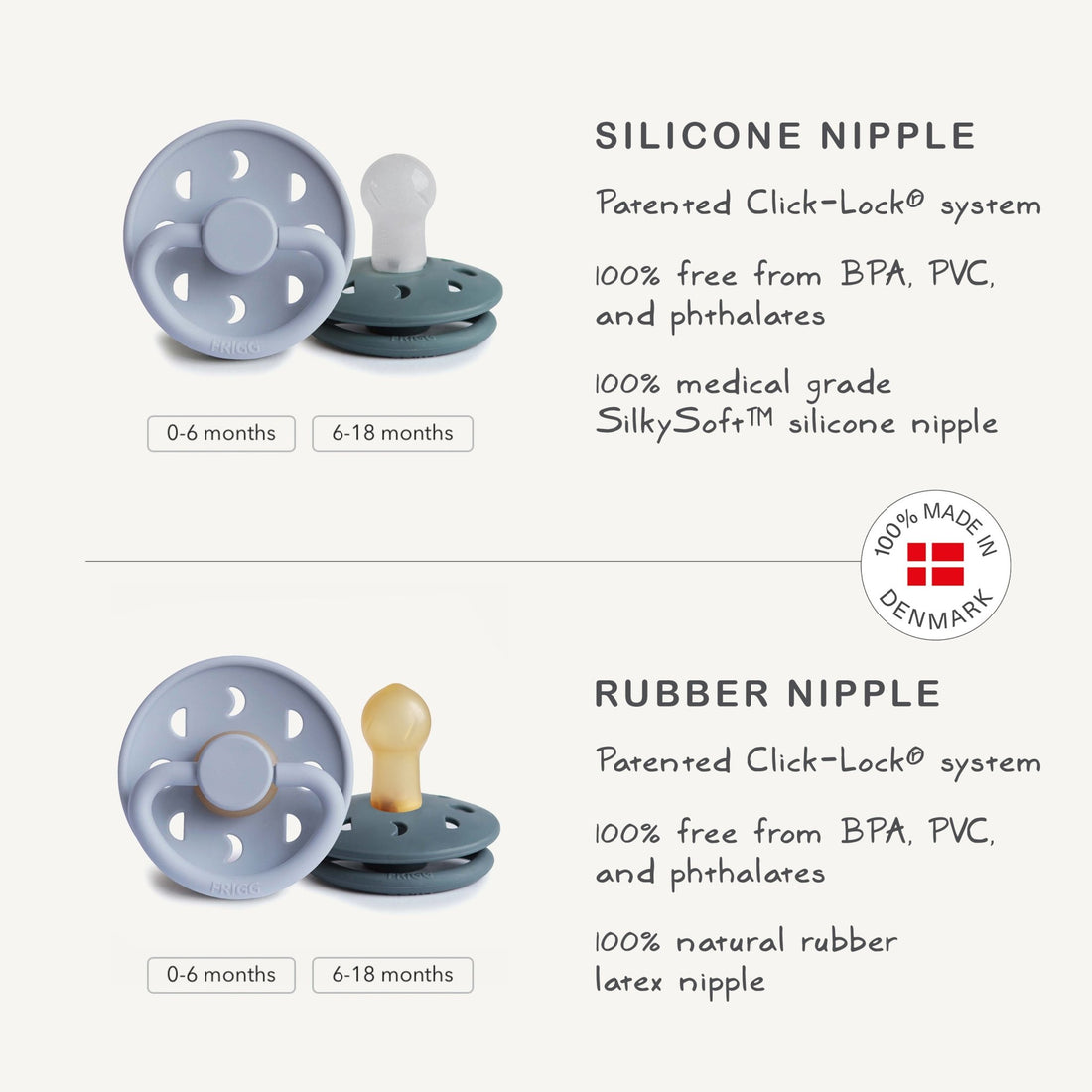 FRIGG Moon Silicone Pacifier 2 - Pack - Norani Baby