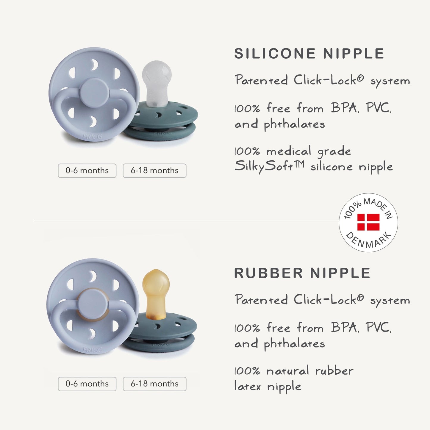 FRIGG Moon Silicone Pacifier 2 - Pack - Norani Baby