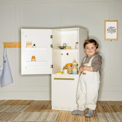 Tiny Land® Play Kitchen Accessories – Play Kitchen Fridge: Wooden Cabinet Refrigerator for Kids - Norani Baby