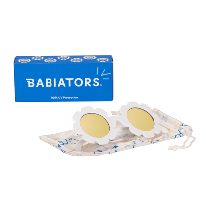 White Daisy Flower I Polarized Yellow Mirrored Lenses - Norani Baby
