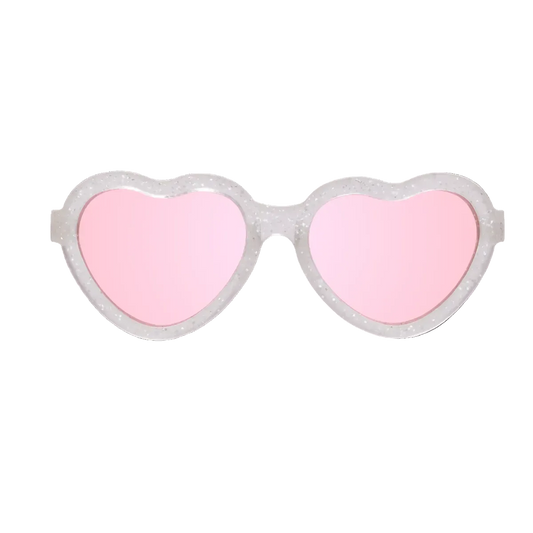 Silver Shimmer Heart | Pink Mirrored Lenses