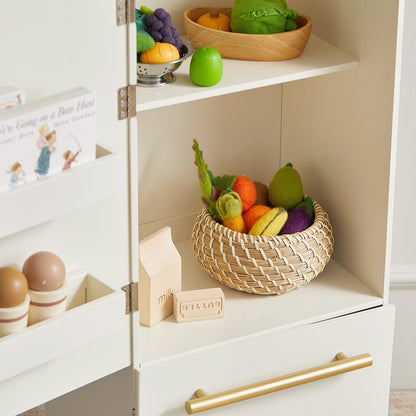 Tiny Land® Play Kitchen Accessories – Play Kitchen Fridge: Wooden Cabinet Refrigerator for Kids - Norani Baby