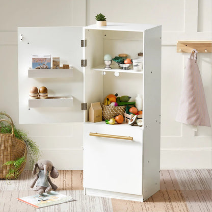 Tiny Land® Play Kitchen Accessories – Play Kitchen Fridge: Wooden Cabinet Refrigerator for Kids - Norani Baby