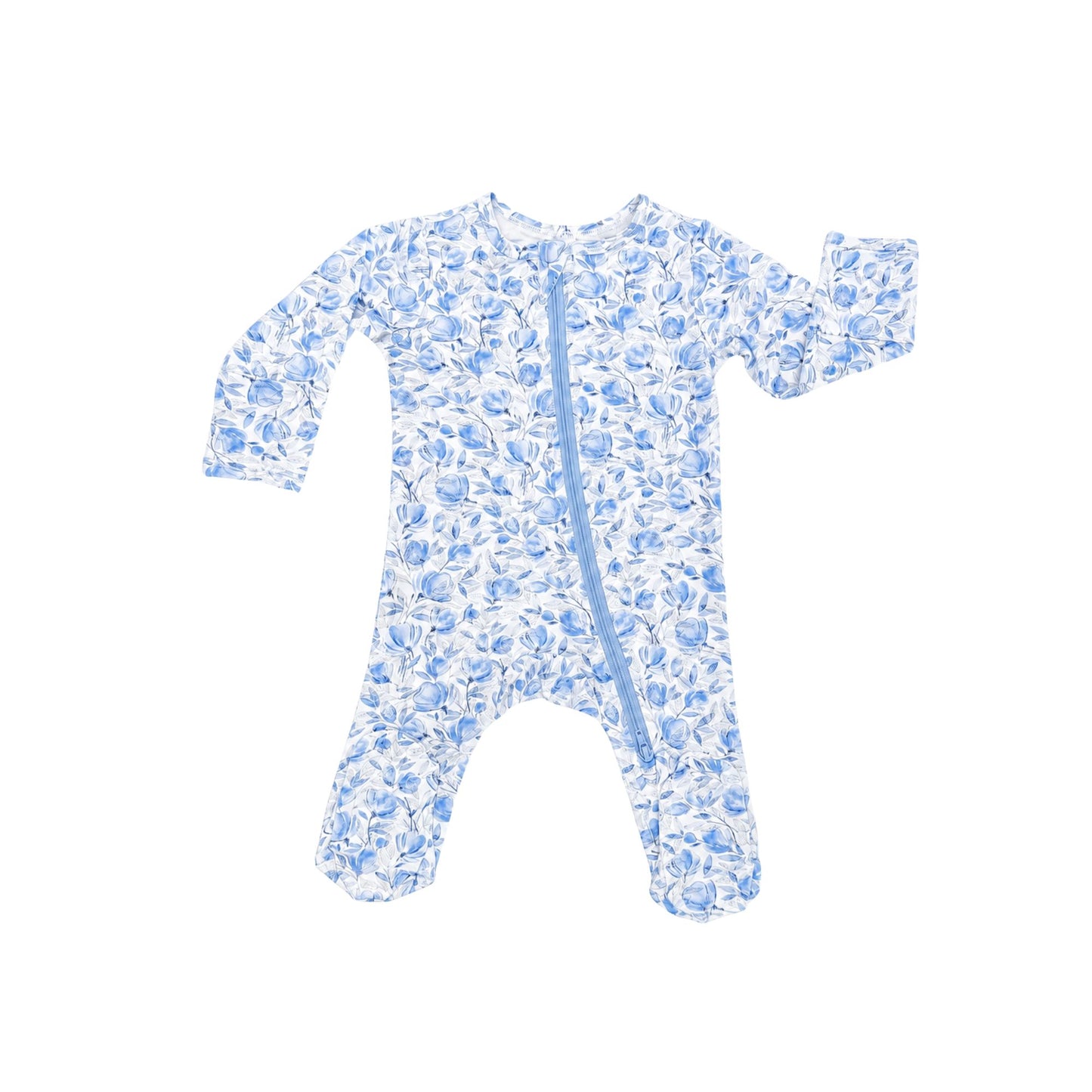Modal Footie - Blue Floral - Norani Baby