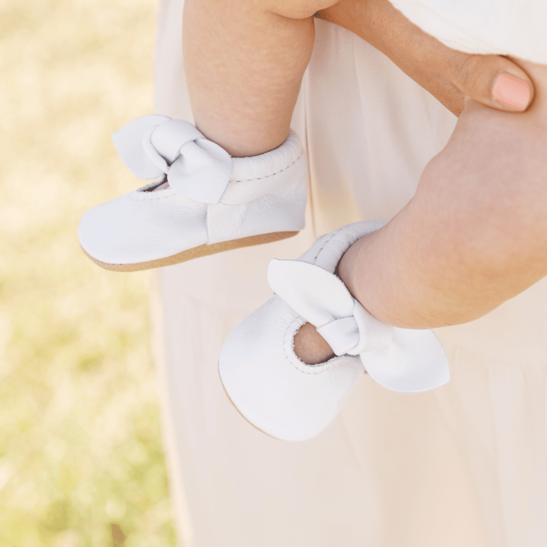 Toasted Bright White Knotted Bow Baby Shoe - Norani Baby