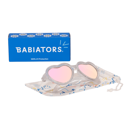 Silver Shimmer Heart | Pink Mirrored Lenses - Norani Baby