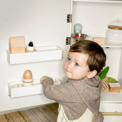 Tiny Land® Play Kitchen Accessories – Play Kitchen Fridge: Wooden Cabinet Refrigerator for Kids - Norani Baby