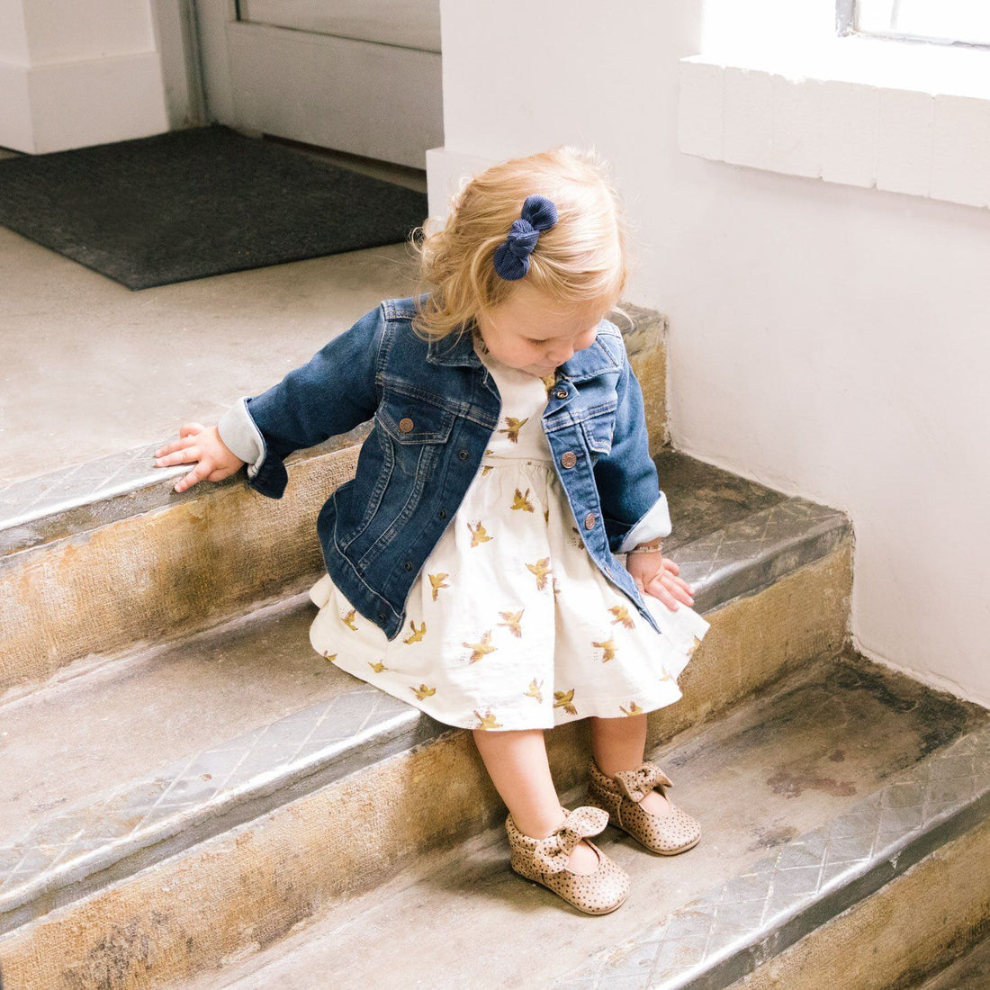 Newborn Almond Speckles Knotted Bow Baby Shoe - Norani Baby