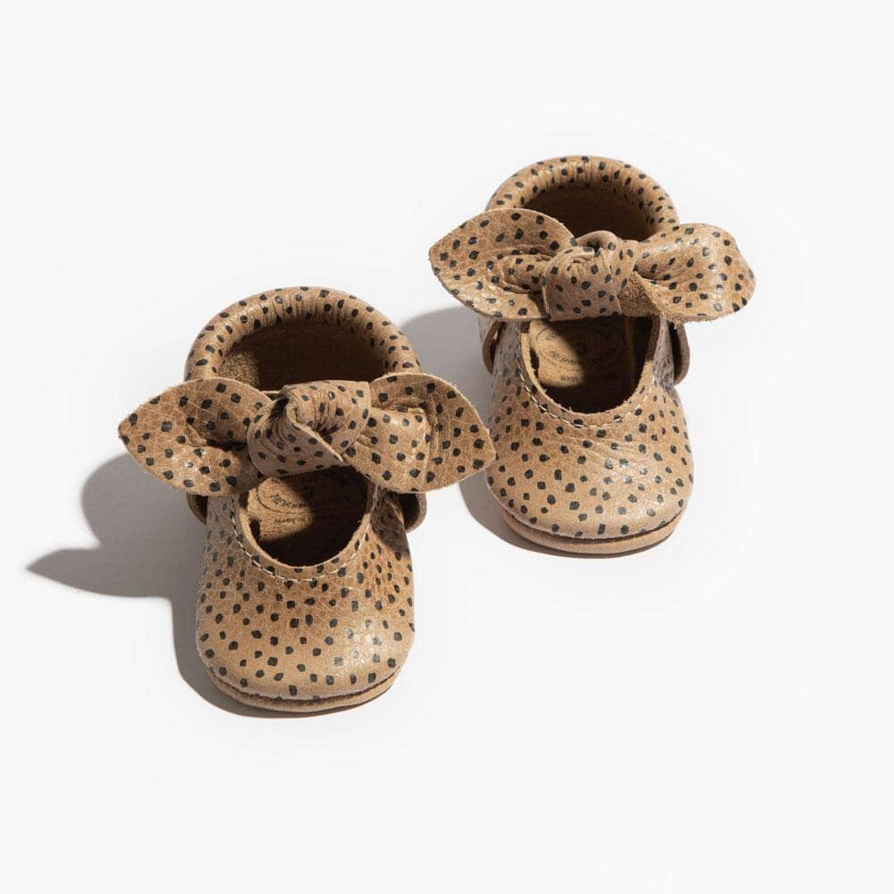 Almond Speckles Knotted Bow Baby Shoe - Norani Baby