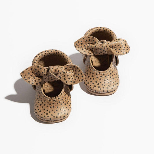 Almond Speckles Knotted Bow Baby Shoe - Norani Baby