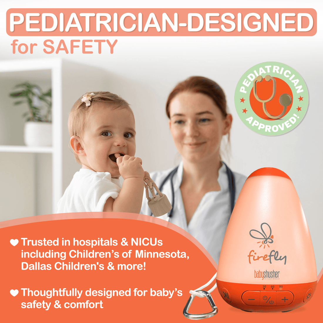 Baby Shusher Firefly – Portable Sound Machine & Night Light with Real Shushing Sound - Norani Baby