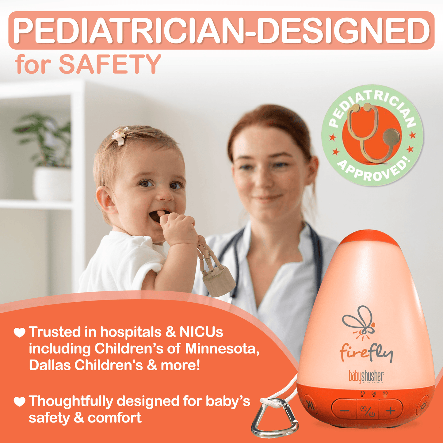 Baby Shusher Firefly – Portable Sound Machine & Night Light with Real Shushing Sound - Norani Baby