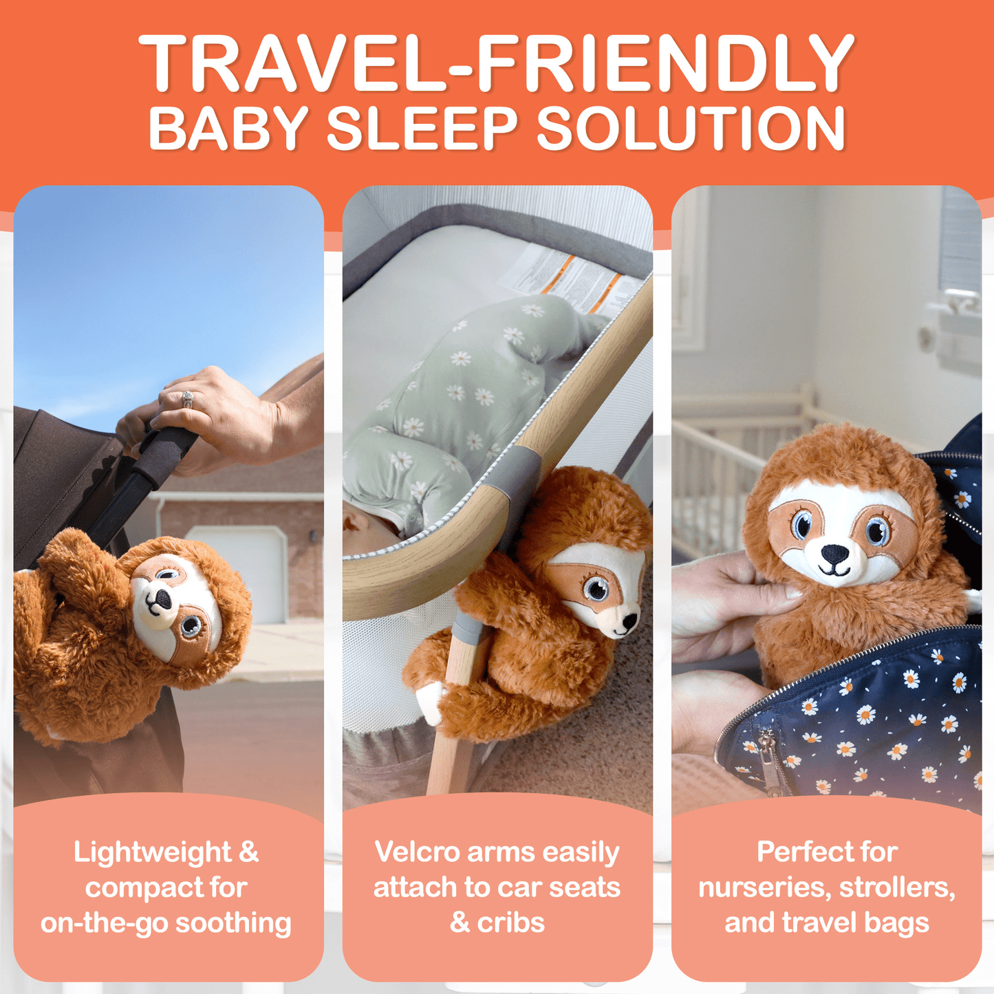 Baby Shusher Sloth – Plush Sound Machine with Real Shushing Sound & Smart Cry Detection - Norani Baby