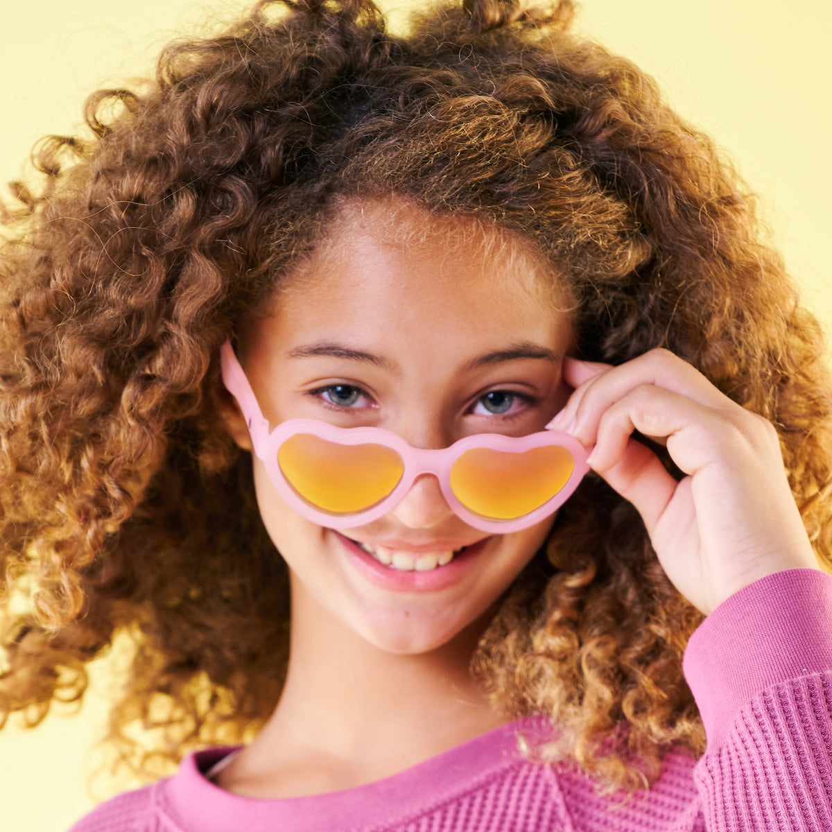 Frosted Pink Heart | Polarized Purple Mirrored Lenses