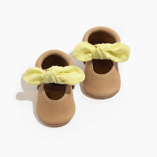 Banana Cream Knotted Bow Baby Shoe - Norani Baby