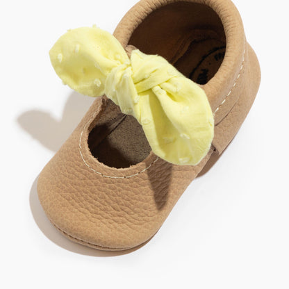 Banana Cream Knotted Bow Baby Shoe - Norani Baby