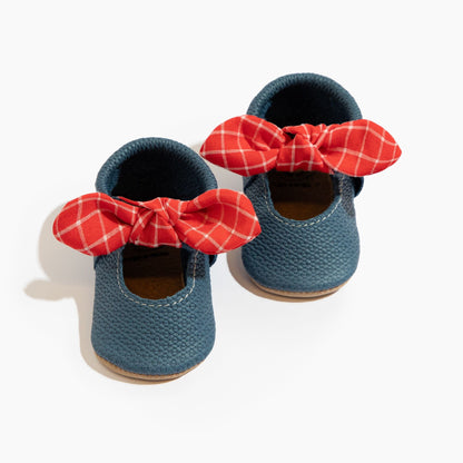 Blue Jean Knotted Bow Baby Shoe - Norani Baby