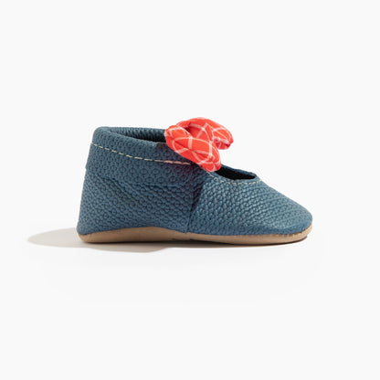 Blue Jean Knotted Bow Baby Shoe - Norani Baby