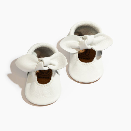 Toasted Bright White Knotted Bow Baby Shoe - Norani Baby