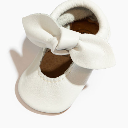 Toasted Bright White Knotted Bow Baby Shoe - Norani Baby