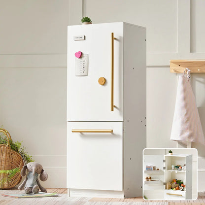 Tiny Land® Play Kitchen Accessories – Play Kitchen Fridge: Wooden Cabinet Refrigerator for Kids - Norani Baby