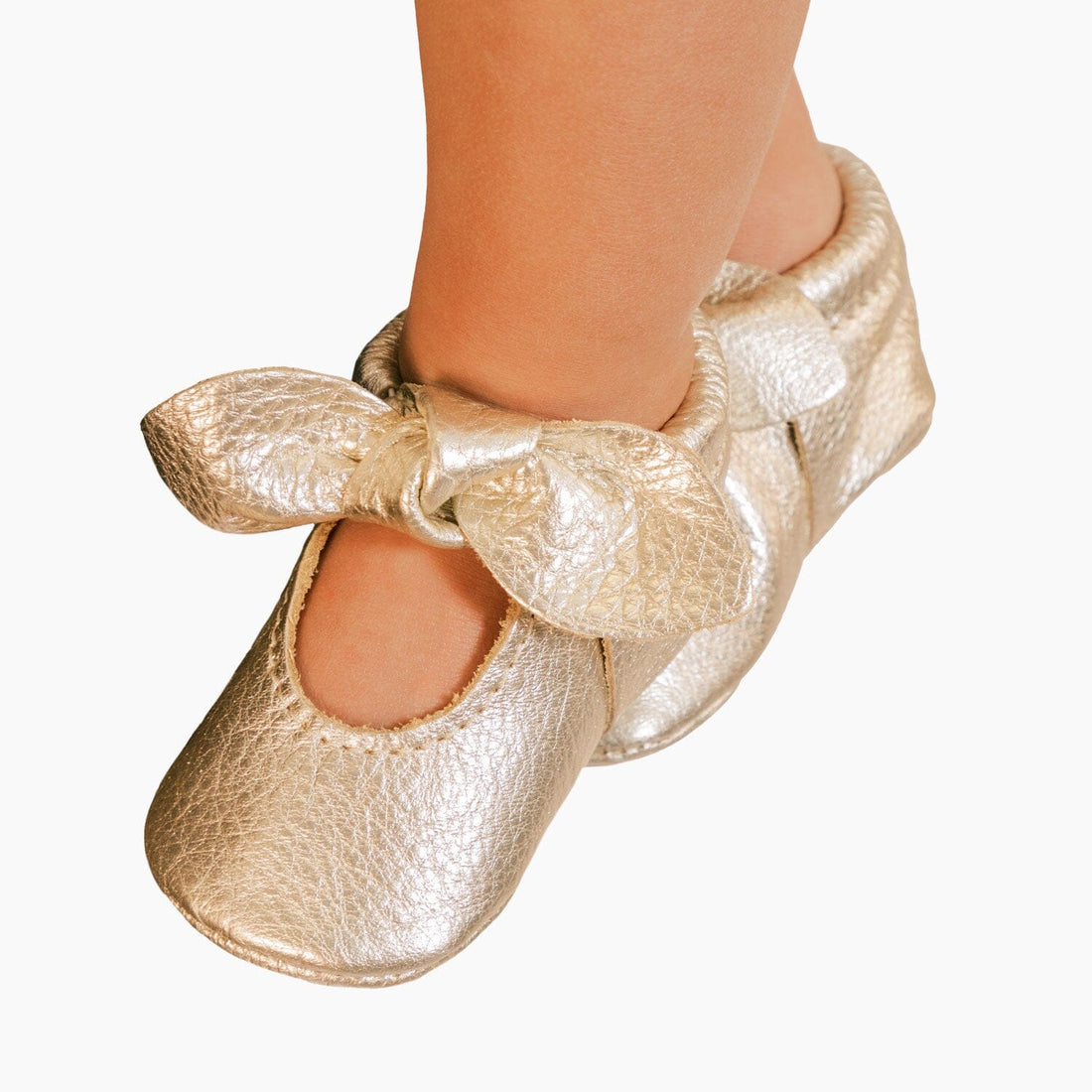 Newborn Platinum Knotted Bow Baby Shoe - Norani Baby