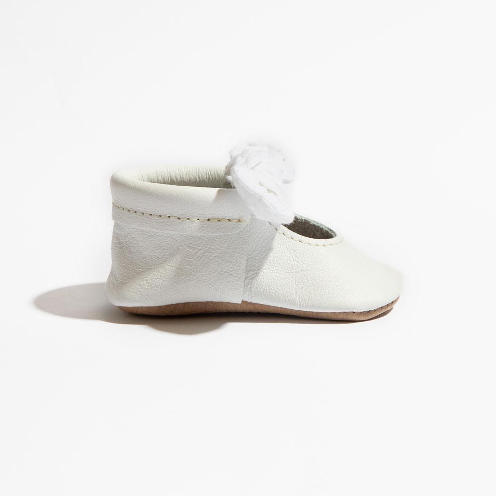 Ivory Swiss Dot Knotted Bow Baby Shoe - Norani Baby