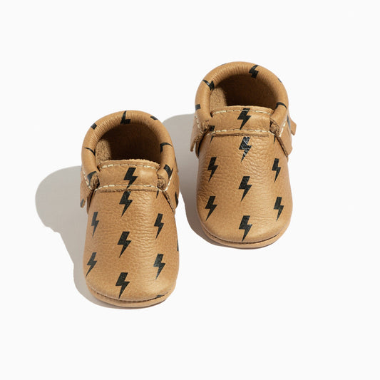 Weathered Brown Lightning Moccasin Baby Shoe - Norani Baby